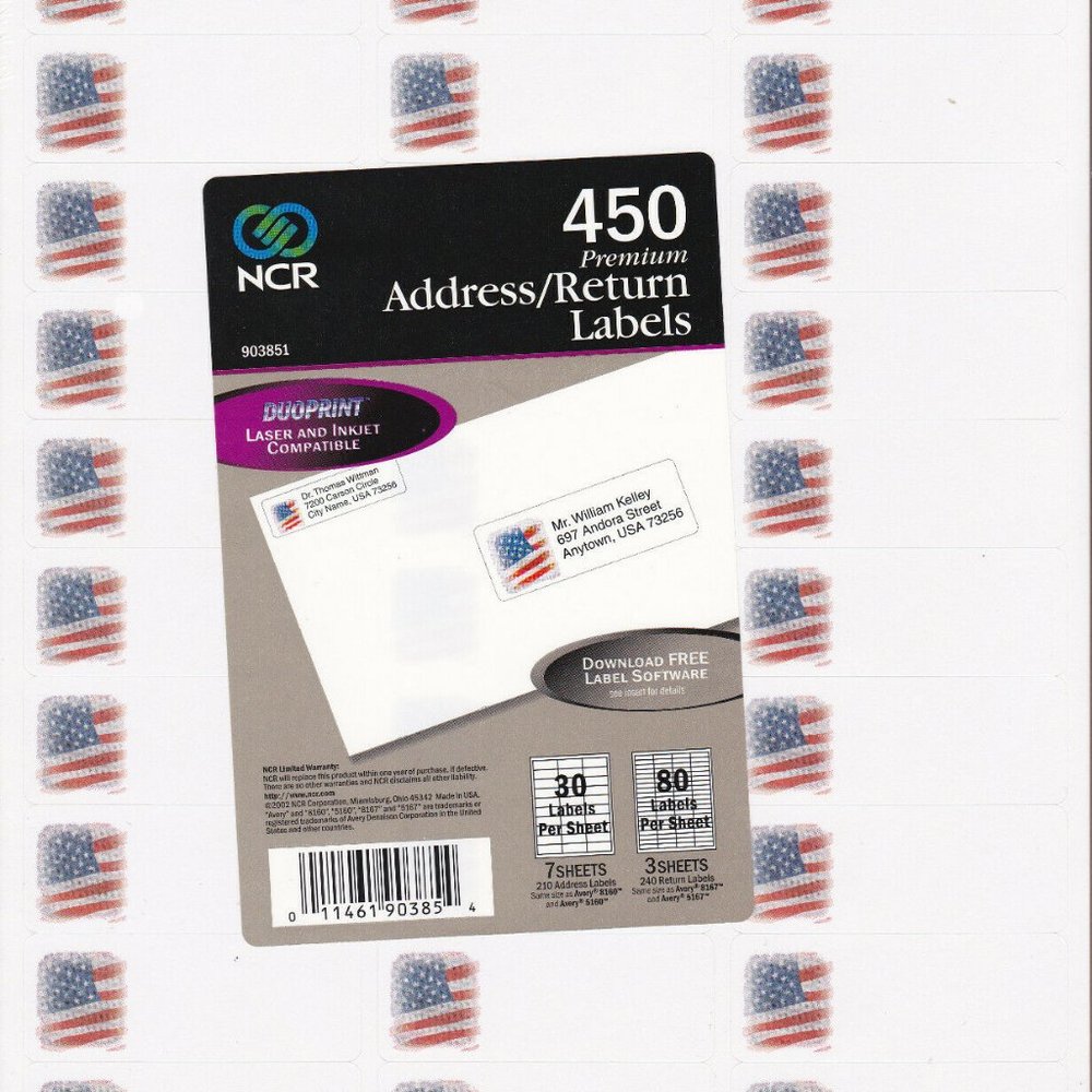 Address Labels 450 Laser/Ink Jet American Flag